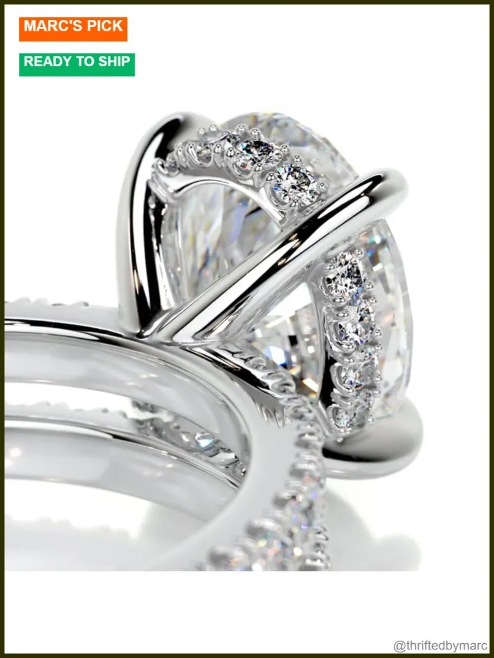 2.8 ctw Oval Moissanite Bridal Set Platinum Plated Silver Engagement Ring